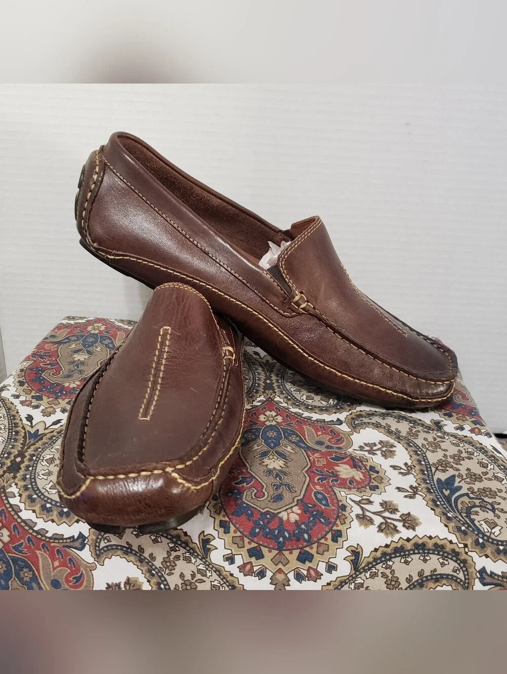 Clarks Mens Size 9M Penny Loafers Brown Leather Driving Mocs Shoes England